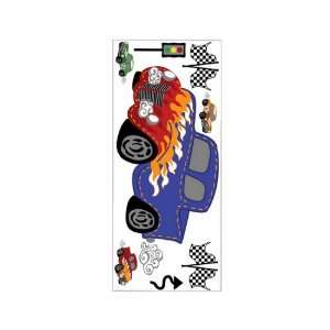  Fast and Fun Checkered Race Car Jumbo Wall Stickers