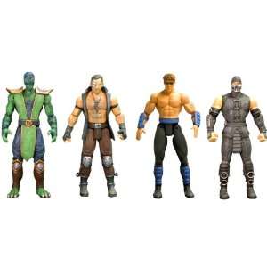  Figure Set of 4 Series 3 Includes Kano , Reptile , Johnny Cage & Noob