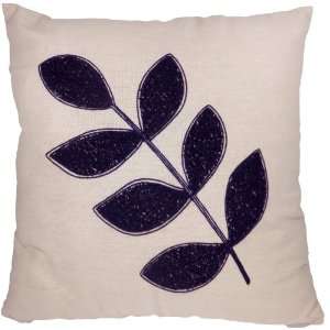   Floral Leaf Embroidery Throw Pillow 18 Purple