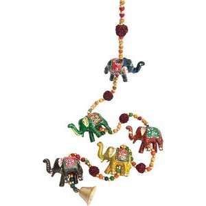  Five Painted Pottery Elephants Ornament