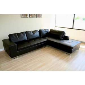  Dark Brown Leather Sectional Sofa