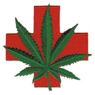 Novelty Iron on   Weed Medical Red Cross Marijuana Pot Leaf Patch
