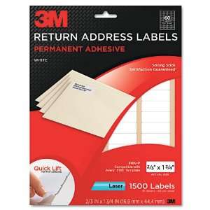 3M   Permanent Adhesive White Mailing Labels F/ Laser Printers, 2/3x1 
