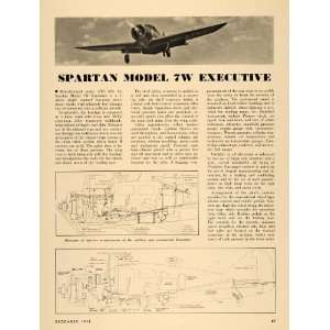  1938 Ad Spartan Model 7W Executive Airplane & Diagram 