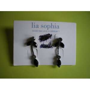 Lia Sophia Silvertone with Black Earrings