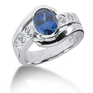   Sapphire Ring Engagement Oval cut 14k White Gold DALES Jewelry