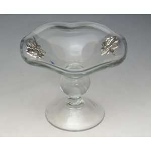  Crystal and Sterling Silver Candy Dish with Rose Design 