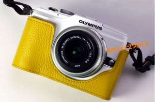 Real leather case bag for Olympus EPL2 E PL2 Camera Grn  
