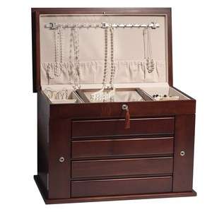   Jewelry Box. Heirloom Mahogany Fully Locking Fine Wooden Chest.  