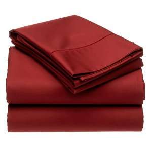  Renaissance 600 Thread Count Solid King Sheet Set, Ruby 