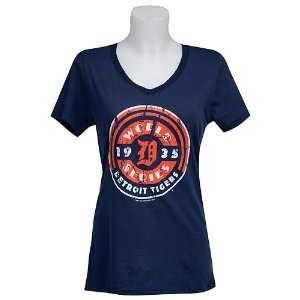  Detroit Tigers Womens Vintage World Series V neck T shirt 