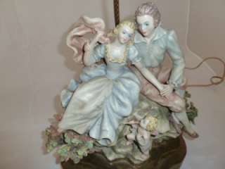 Pair Lovely Old Bisque Victorian Lady Gentleman Figurines as Lamps one 