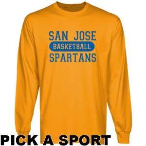 San Jose State Spartans Gold Custom Sport Long Sleeve T shirt   (Small 