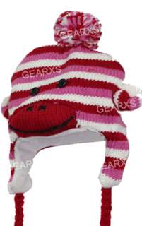 Striped Pink Sock Monkey Hat   Keep your self warm during the winter 