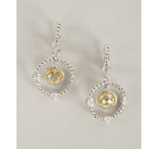 Judith Ripka canary crystal and white sapphire wreath drop earrings