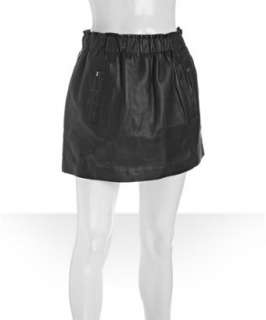 Wyatt black leather zip pocket mini skirt  