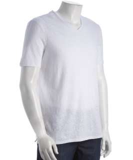 white cotton graphic print double layer v neck t shirt