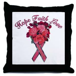  Pillow Cancer Pink Ribbon Survivor Hope Faith Love 