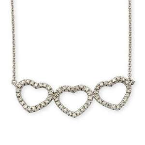  .30 Ct. T.W. Diamond Triple Heart Necklace In 14kt White 