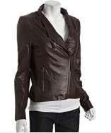Marc New York chestnut lambskin leather rib knit trim jacket style 