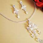 Wedding/Bridal Swarovski Crystal Pearl Necklace Set wd0625  