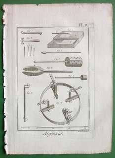 SILVERSMITH Tools  1783 Antique Print Copperplate  