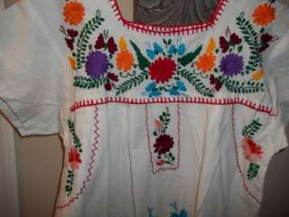 Vintage Oaxacan Mexican Embroidered Wedding Dress Boho Peasant Hippie 