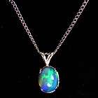 STERLING SILVER FIRE OPAL NECKLACE AMAZING COLOR