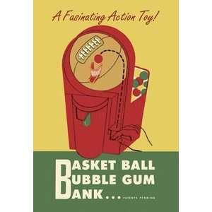  Basket Ball Bubble Gum Bank   12x18 Framed Print in Black 