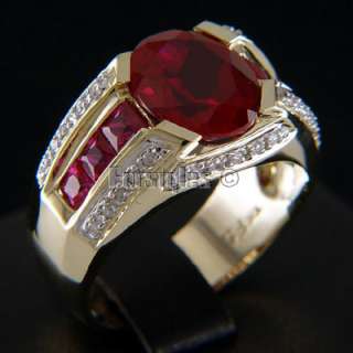 Created Ruby Diamonds 14K Solid Gold Mens Ring r10200  