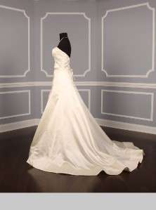 AUTHENTIC Reem Acra 3630 Mysterious Lt Ivory Silk Satin Couture Bridal 