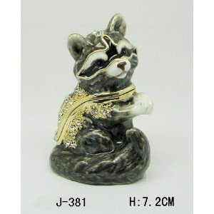  Raccoon Jewelry Trinket Box 3in H