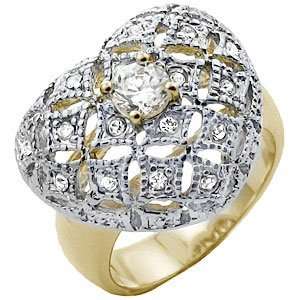   Tqw0G725ZCA Beautiful Ornate Filigree CZ Diamond Ring (10) Jewelry