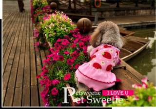 WARM Fleece Fairy lace Strawberry DOG Clothes Cascading dog dress XS,S 