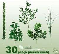 30 pcs Mixed Greenery Artificial Plants Silk Flowers  