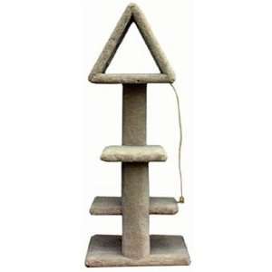 45 Inch Triangle Cat Tree with Toy  Color BURGUNDY  Leg Covering 