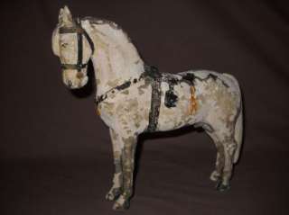   Antique Primitive Painted Wooden Horse 9X9 Shabby Folk Art Figure