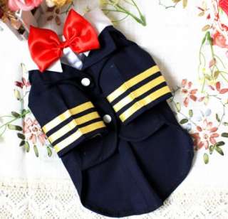   Navy Suit With Red Bow Tie Yellow Stripe Doggy Appare Clothe  