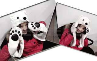 Polar Bear Mascot Fancy Costume Mask Hat Cap & Gloves  