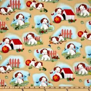  43 Wide Poky Little Puppy Flannel Puppy Allover Natural 