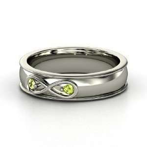 Infinite Love Ring, 14K White Gold Ring with Peridot