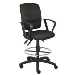  Boss   Multi function Drafting Chair In Black Fabric With 