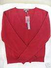 NWT Apt 9 100% Cashmere VNeck Sweater RED BLACK M L $90