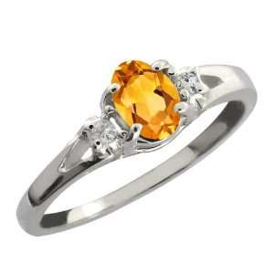  0.44 Ct Yellow Oval Citrine and White Topaz Sterling 