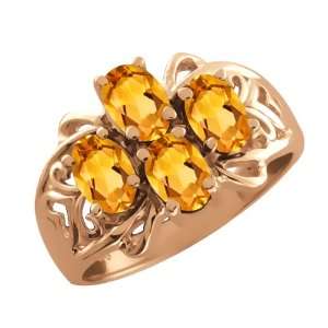  1.60 Ct Oval Yellow Citrine 14k Rose Gold Ring Jewelry