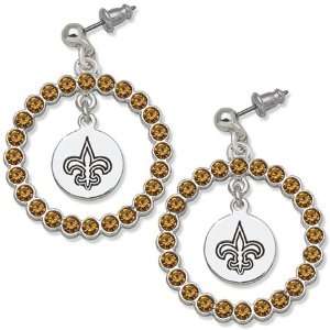  New Orleans Saints Earrings   Yellow Crystals & Logo 