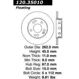  Centric Parts 120.35010 Premium Brake Rotor with E Coating 