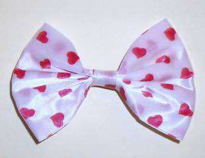 80S VINTAGE HAIR CLIP / BARRETTE   BOW W/ RED HEARTS  