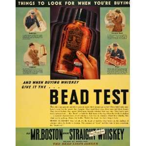  1936 Ad Old Mr. Boston Straight Whiskey Rye Bourbon 