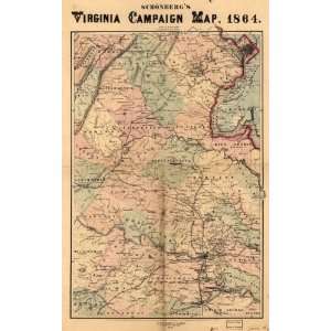  Civil War Map Schonbergs Virginia campaign map, 1864 